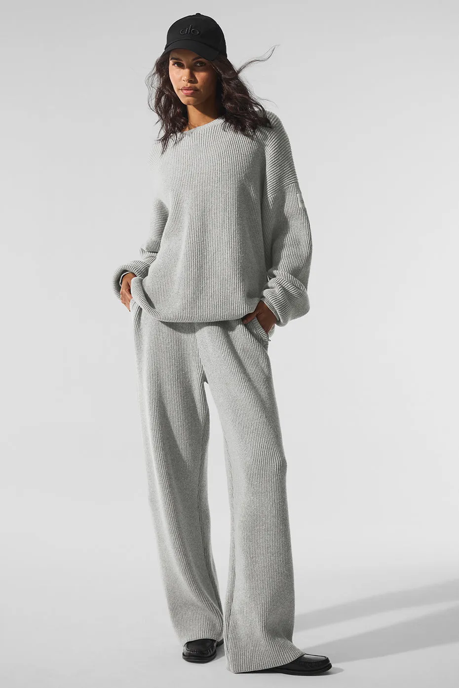 Domain Rib Knit Sweatpant - Athletic Heather Grey sold by Alo Yoga product image thumbnail 5