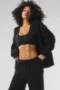 Domain Rib Knit Full Zip Sweater - Black sold by Alo Yoga