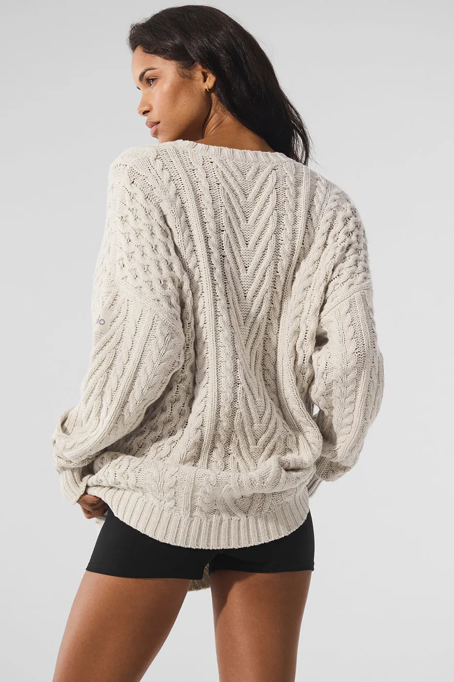 Cable Knit Crew Neck Sweater - Bone sold by Alo Yoga product image thumbnail 2