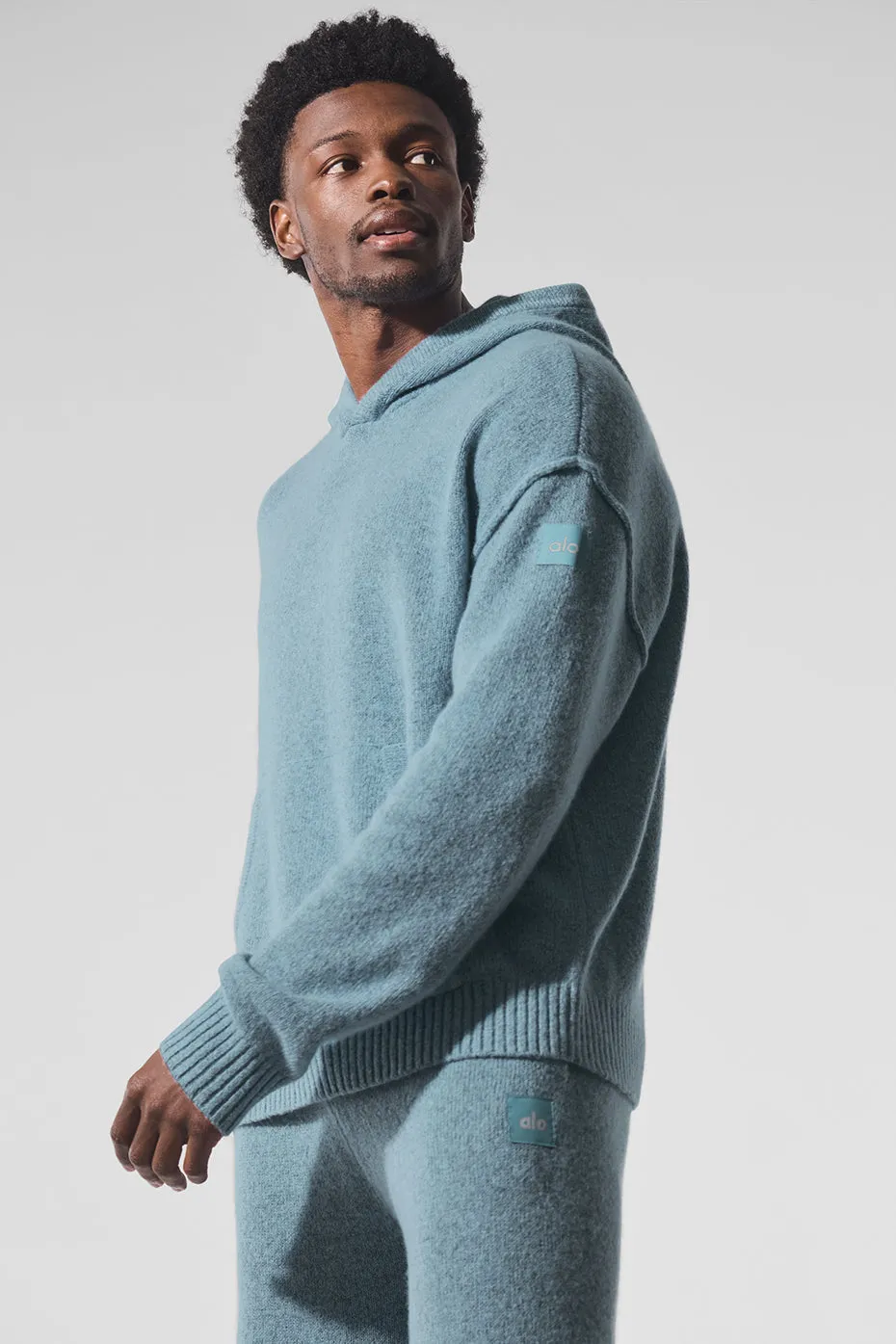 New Class Cashmere Hoodie - Celestial Blue Granite Heather sold by Alo Yoga