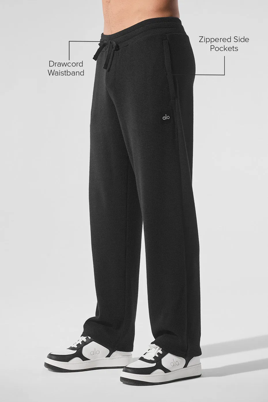 Elevate Waffle Straight Leg Pant - Black sold by Alo Yoga product image thumbnail 2