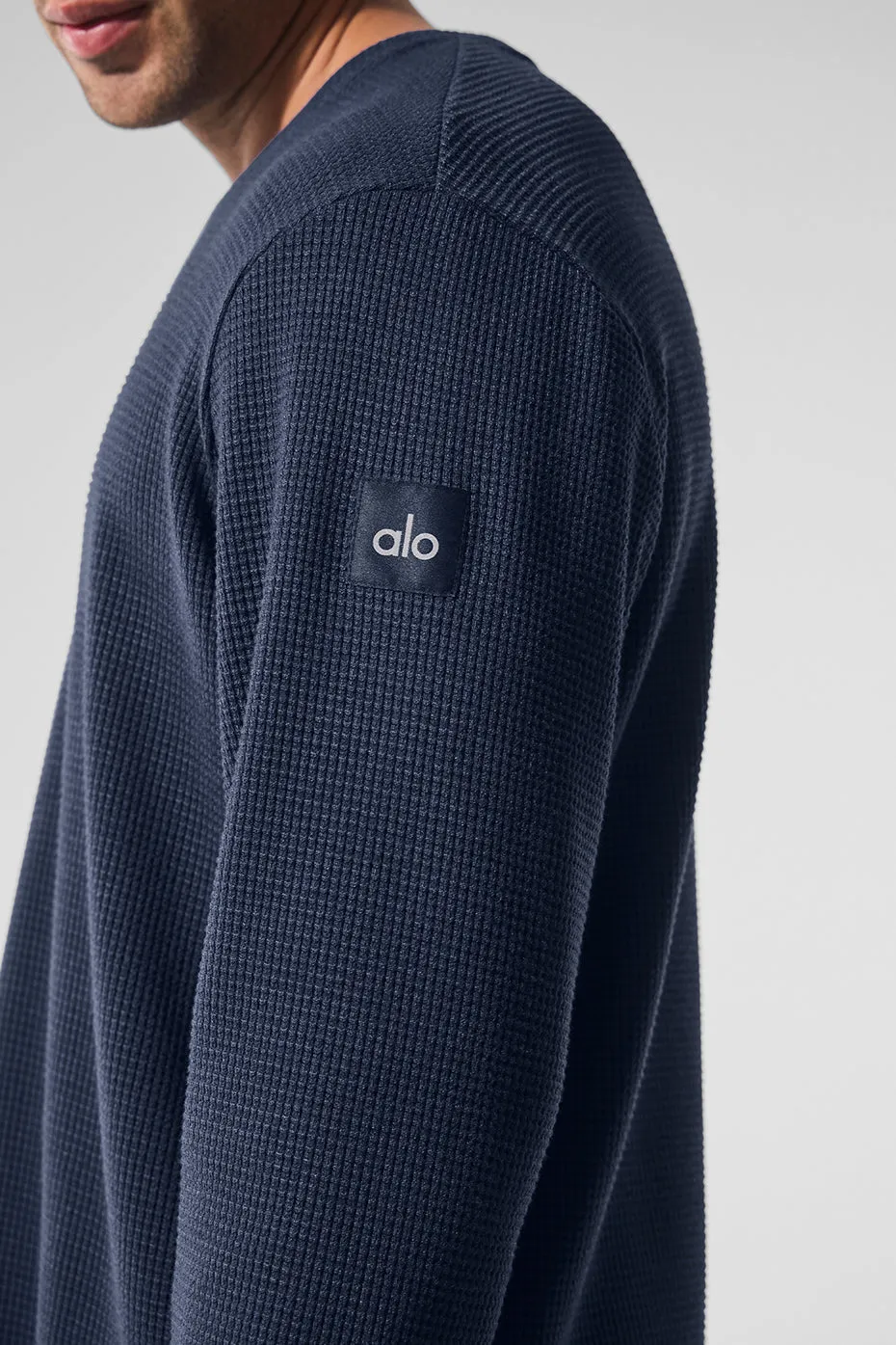 Elevate Waffle Long Sleeve Crew - Navy sold by Alo Yoga product image thumbnail 2