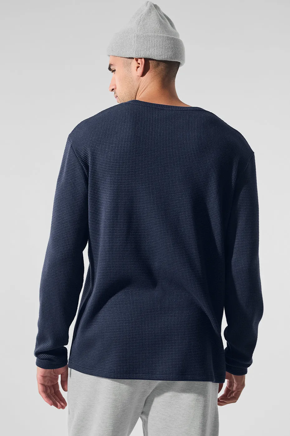Elevate Waffle Long Sleeve Crew - Navy sold by Alo Yoga product image thumbnail 4