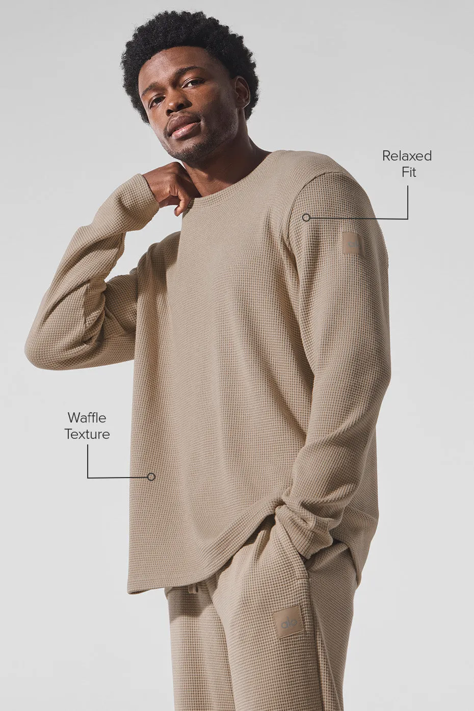 Elevate Waffle Long Sleeve Crew - Gravel sold by Alo Yoga product image thumbnail 2