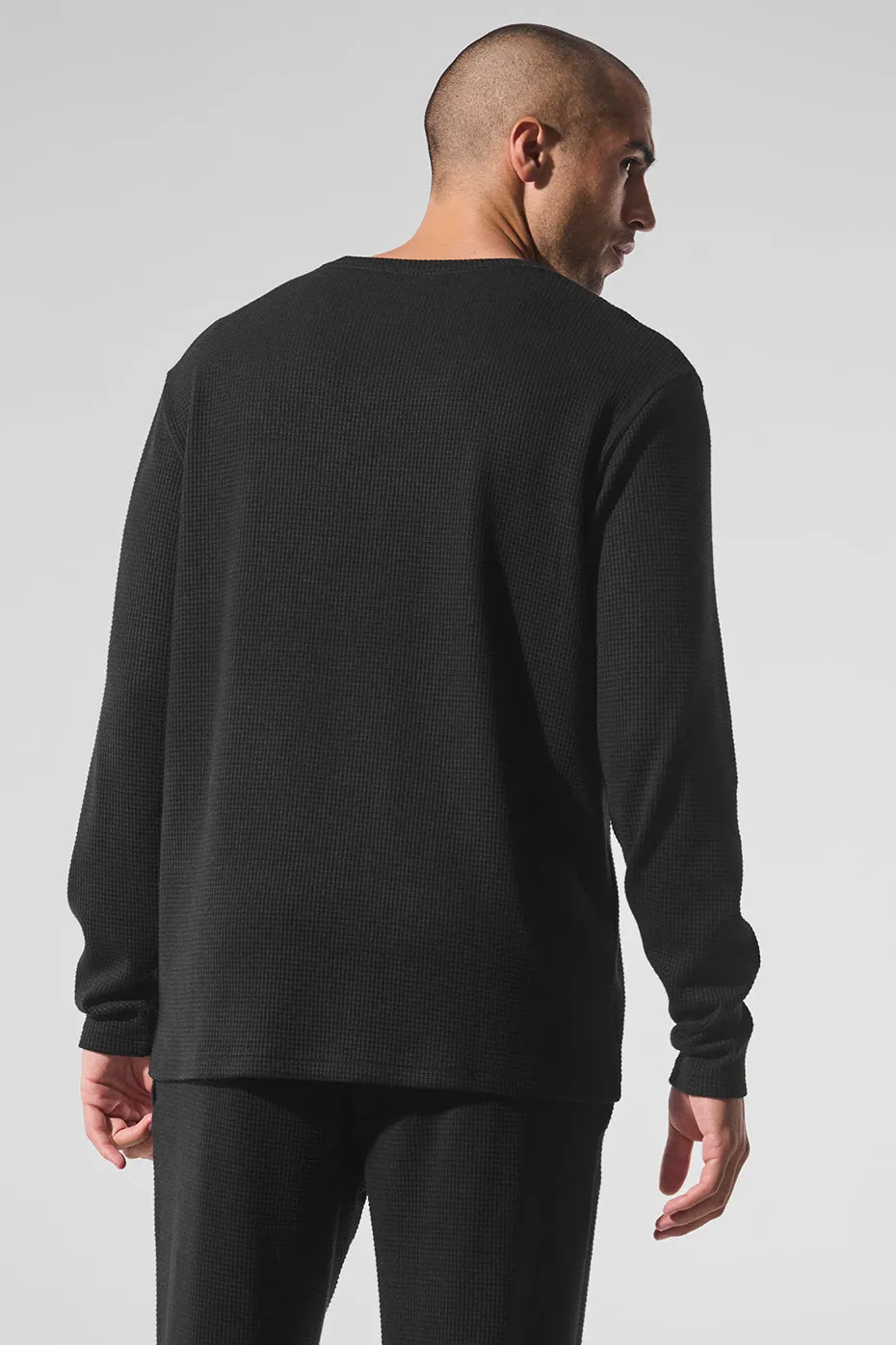 Elevate Waffle Long Sleeve Crew - Black sold by Alo Yoga product image thumbnail 4