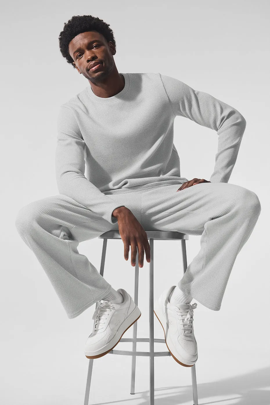 Elevate Waffle Long Sleeve Crew - Athletic Heather Grey sold by Alo Yoga product image thumbnail 5