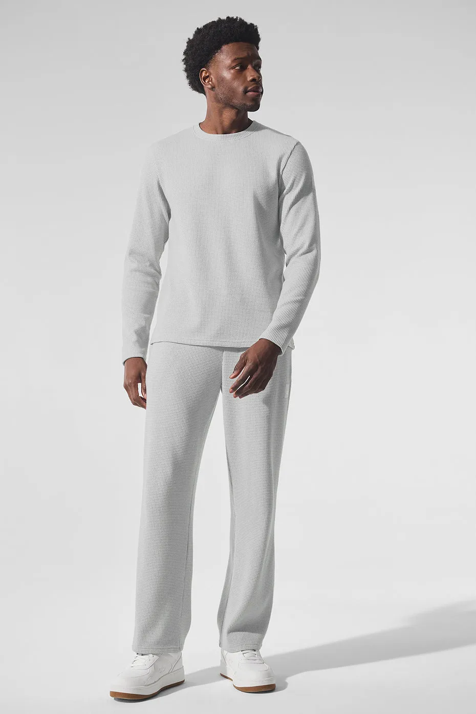 Elevate Waffle Long Sleeve Crew - Athletic Heather Grey sold by Alo Yoga product image thumbnail 4