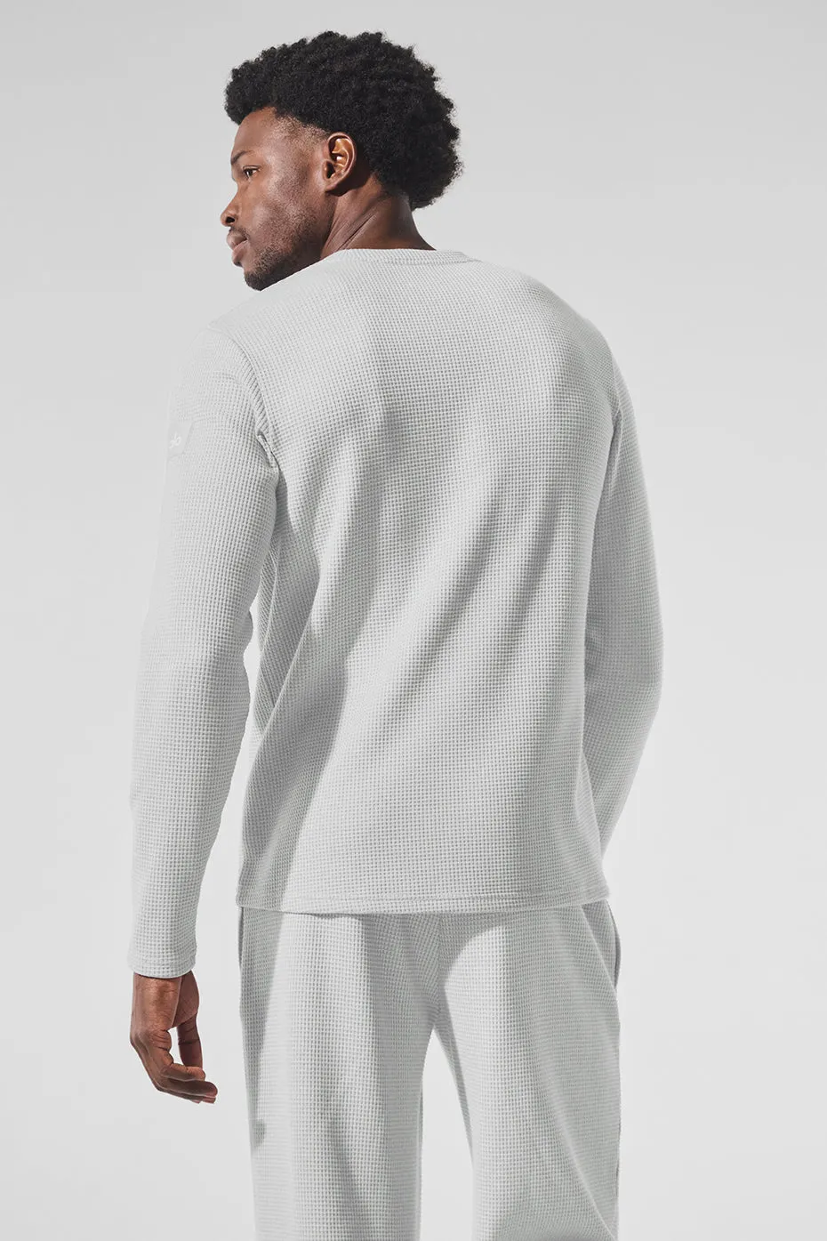 Elevate Waffle Long Sleeve Crew - Athletic Heather Grey sold by Alo Yoga product image thumbnail 3