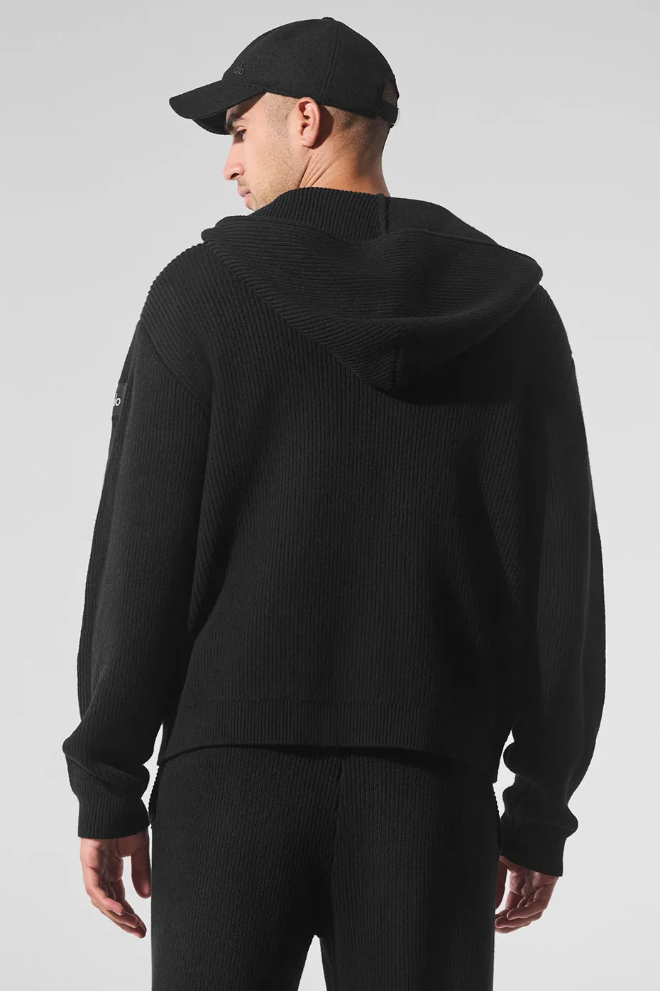 Domain Rib Knit Full Zip Sweater - Black sold by Alo Yoga product image thumbnail 4