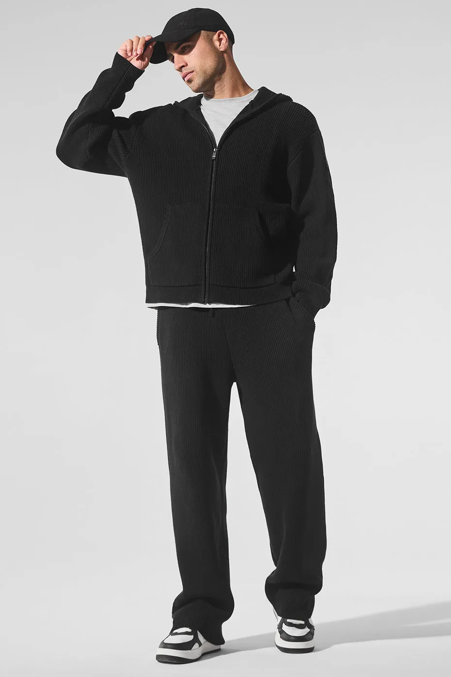 Domain Rib Knit Sweatpant - Black sold by Alo Yoga product image thumbnail 4
