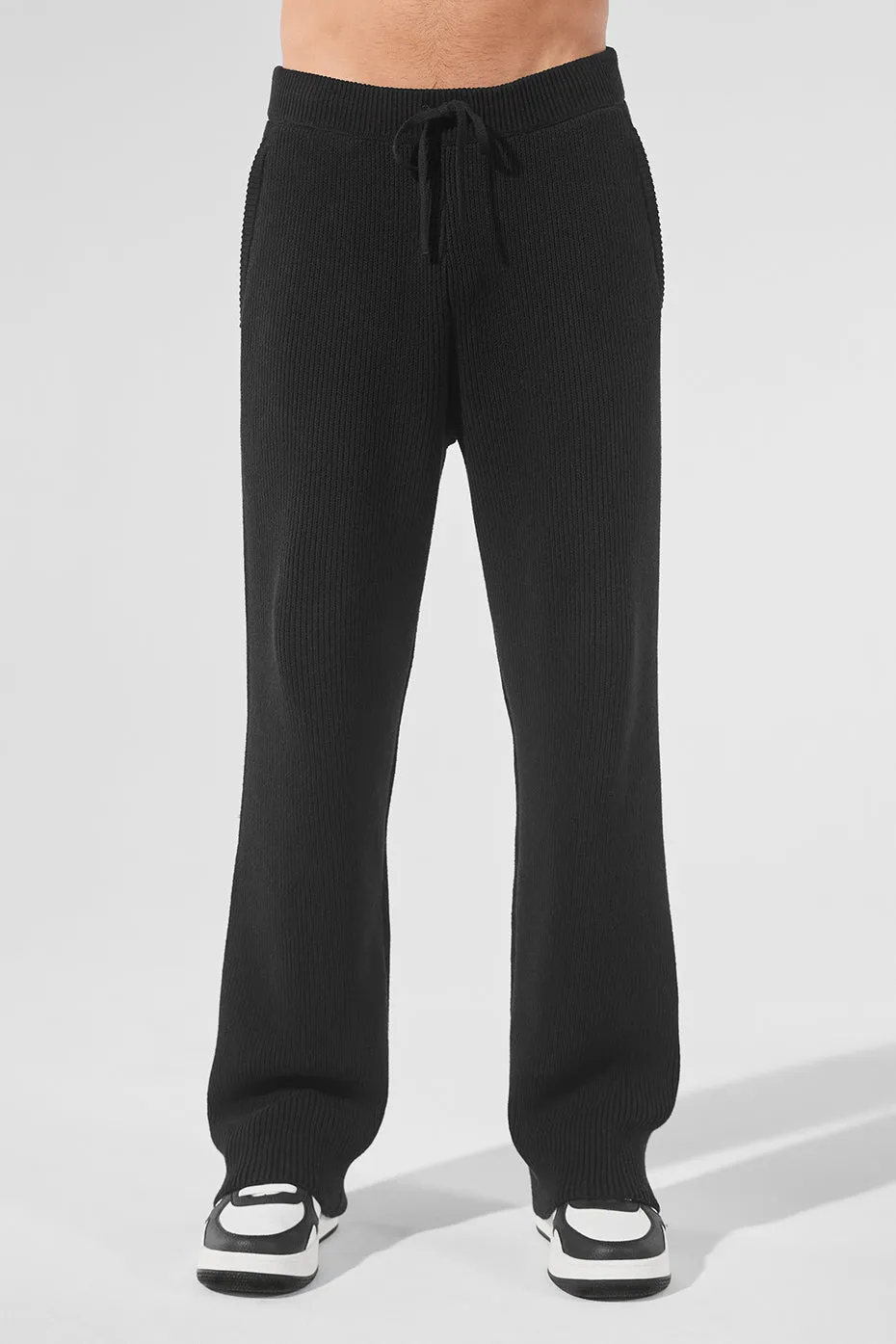 Domain Rib Knit Sweatpant - Black sold by Alo Yoga