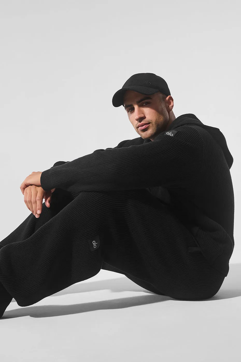 Domain Rib Knit Sweatpant - Black sold by Alo Yoga product image thumbnail 5