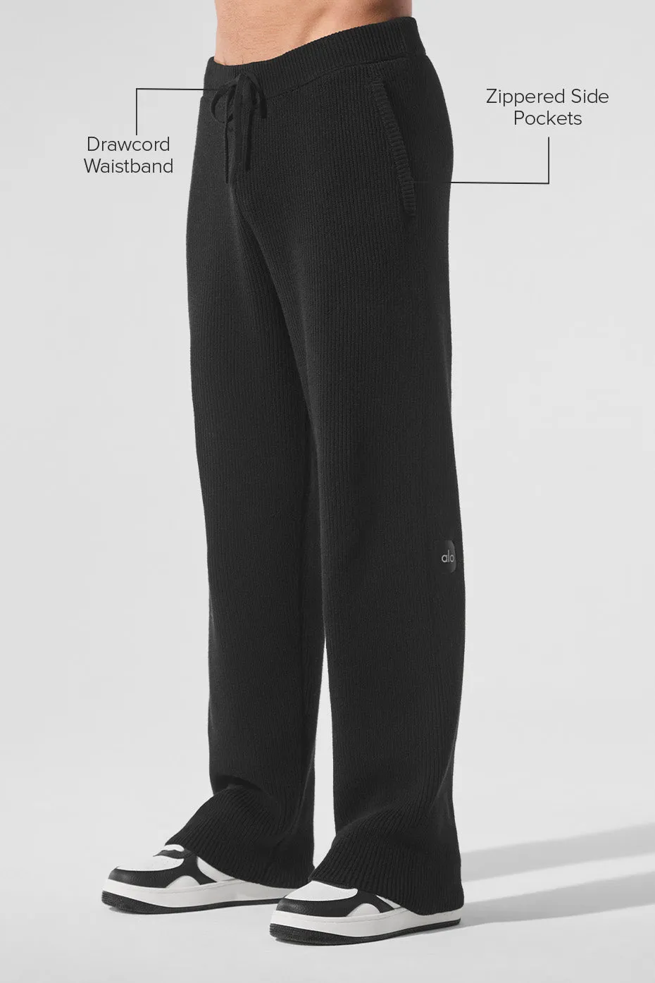 Domain Rib Knit Sweatpant - Black sold by Alo Yoga product image thumbnail 2