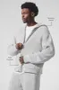 Domain Rib Knit Full Zip Sweater - Athletic Heather Grey sold by Alo Yoga