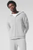 Domain Rib Knit Full Zip Sweater - Athletic Heather Grey sold by Alo Yoga