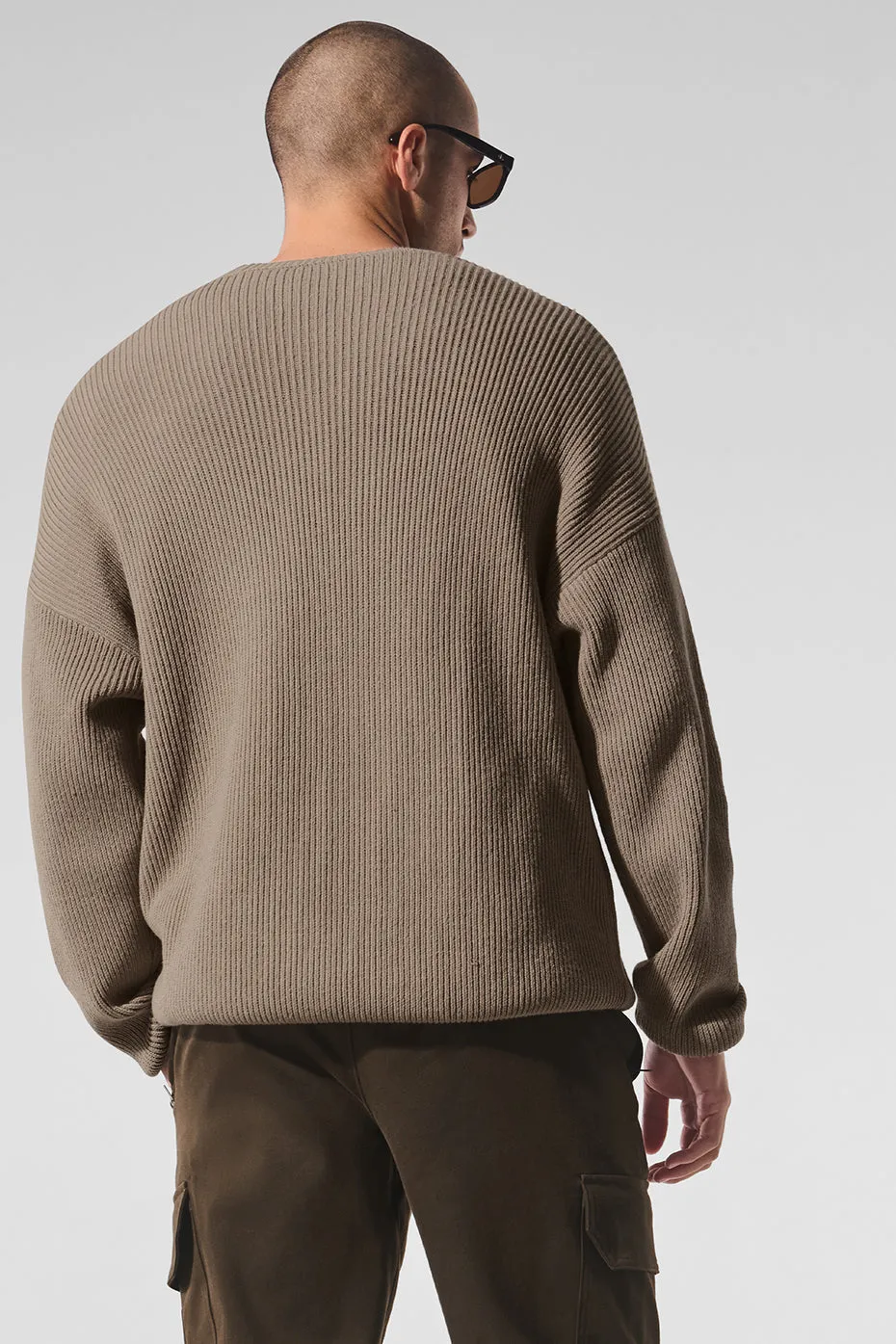 Domain Rib Knit Crew Sweater - Gravel sold by Alo Yoga product image thumbnail 3