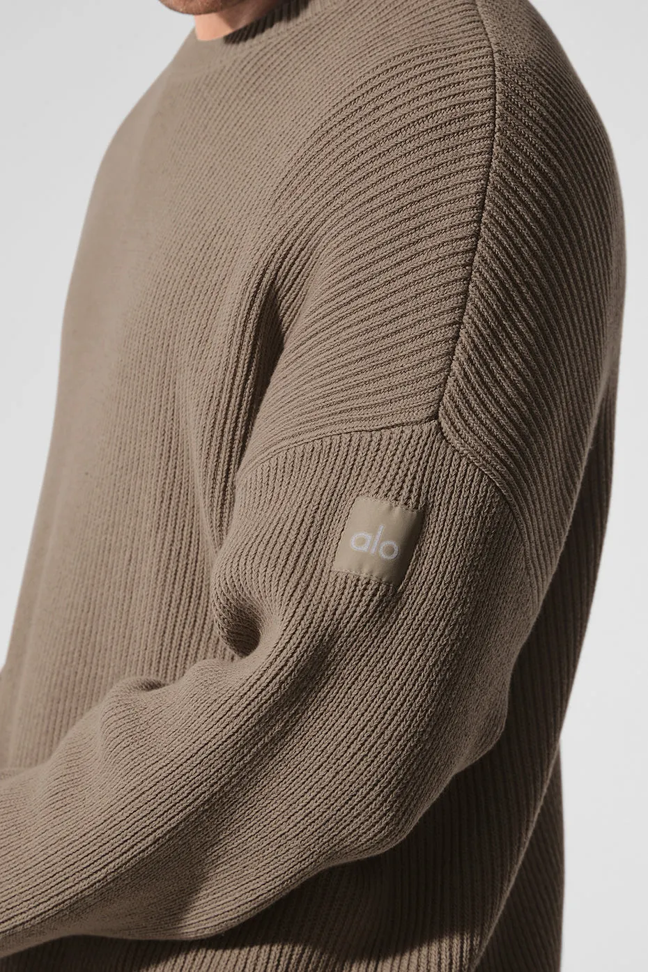 Domain Rib Knit Crew Sweater - Gravel sold by Alo Yoga product image thumbnail 2