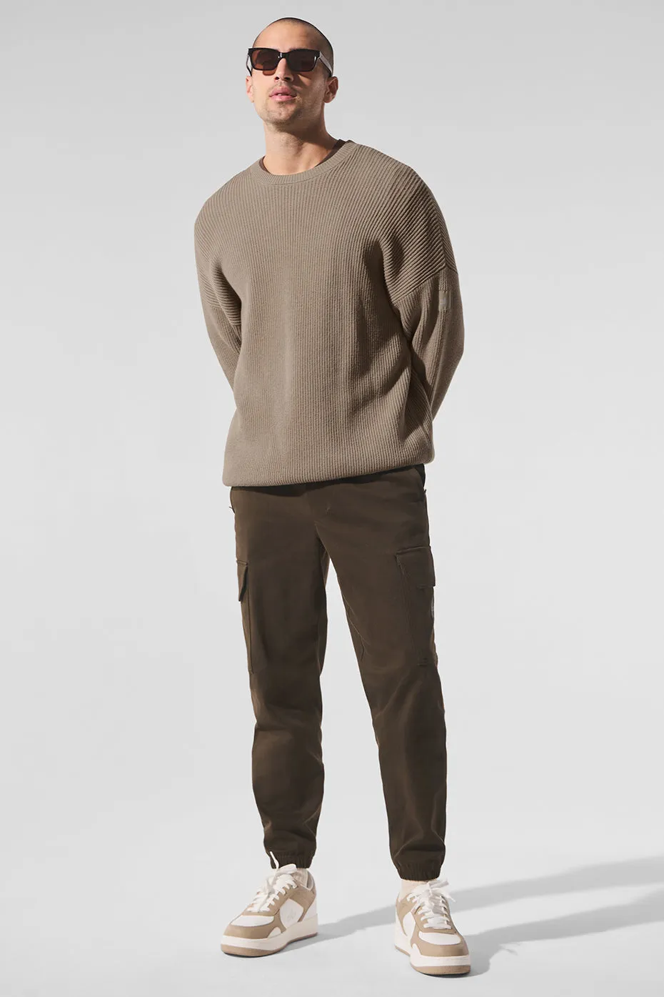 Domain Rib Knit Crew Sweater - Gravel sold by Alo Yoga product image thumbnail 4