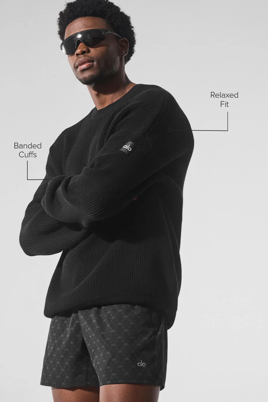 Domain Rib Knit Crew Sweater - Black sold by Alo Yoga product image thumbnail 2