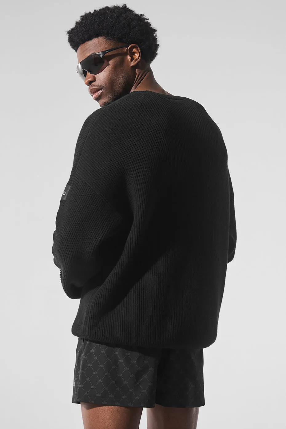 Domain Rib Knit Crew Sweater - Black sold by Alo Yoga product image thumbnail 3