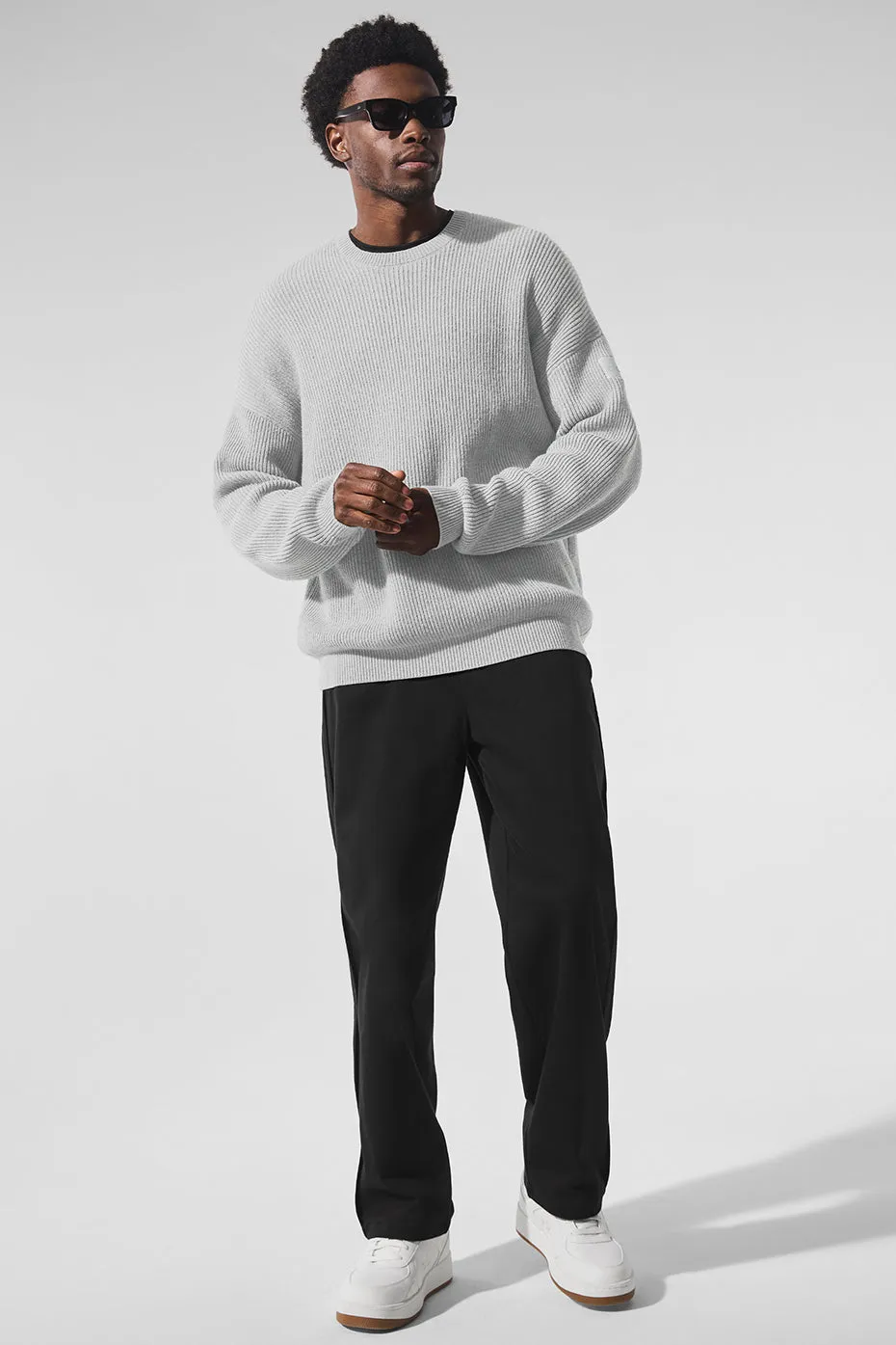 Domain Rib Knit Crew Sweater - Athletic Heather Grey sold by Alo Yoga product image thumbnail 4
