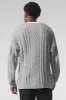 Cable Knit Crew Neck Sweater - Athletic Heather Grey sold by Alo Yoga