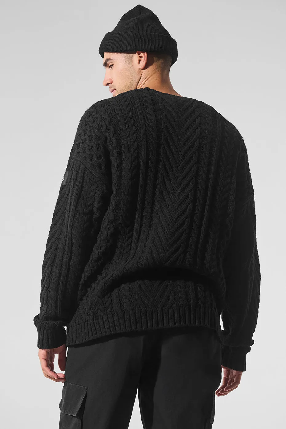 Cable Knit Crew Neck Sweater - Black sold by Alo Yoga product image thumbnail 3