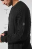 Cable Knit Crew Neck Sweater - Black sold by Alo Yoga