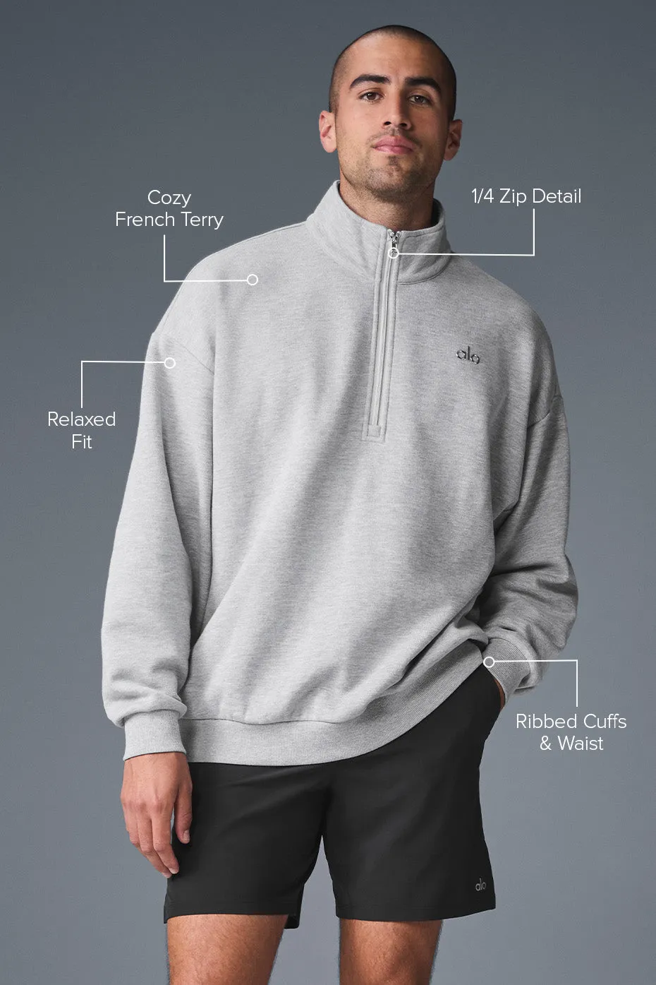 Accolade 1/4 Zip Pullover - Athletic Heather Grey sold by Alo Yoga product image thumbnail 2
