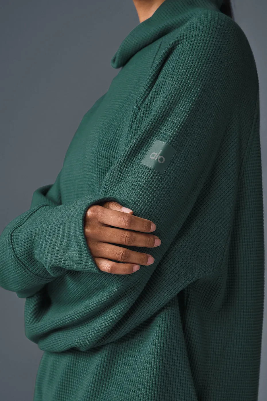 Waffle Weekend Escape Mock Neck Long Sleeve - Winter Ivy sold by Alo Yoga product image thumbnail 3