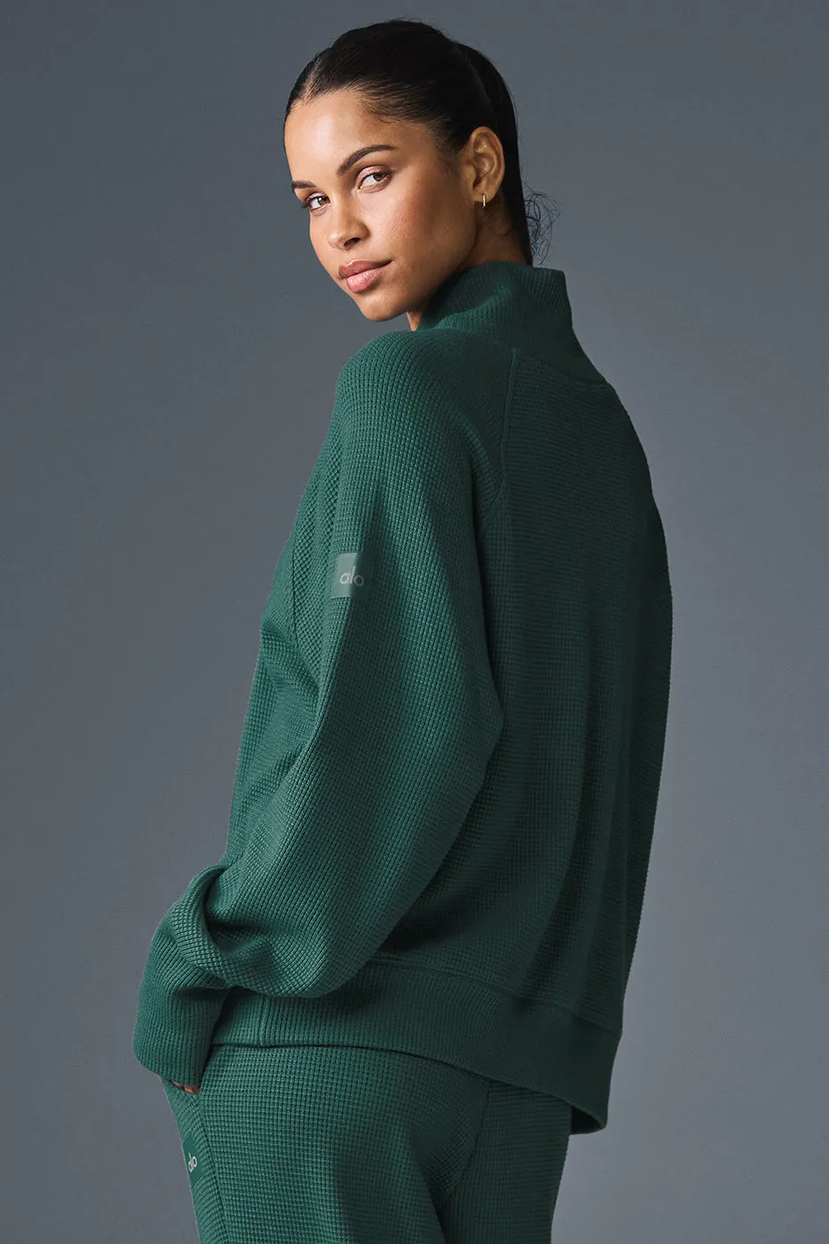 Waffle Weekend Escape Mock Neck Long Sleeve - Winter Ivy sold by Alo Yoga product image thumbnail 4