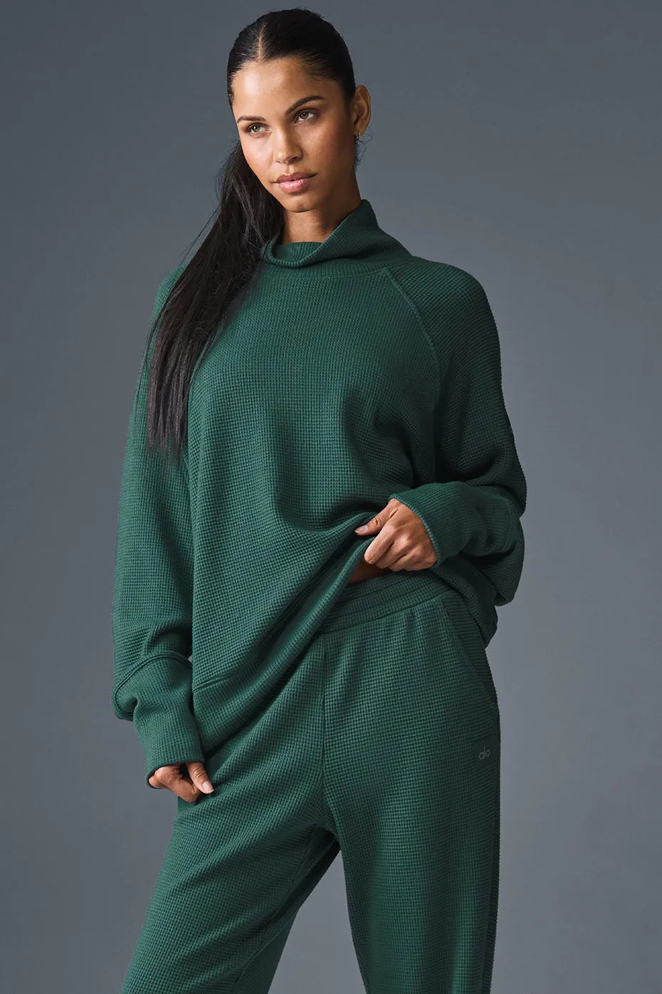 Waffle Weekend Escape Mock Neck Long Sleeve - Winter Ivy sold by Alo Yoga product image thumbnail 2