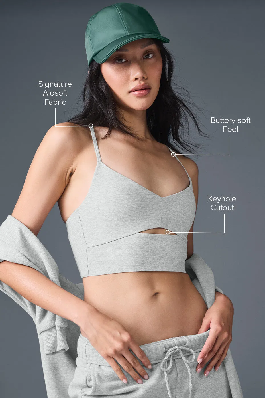 Alosoft Highlight Bra - Athletic Heather Grey sold by Alo Yoga product image thumbnail 2