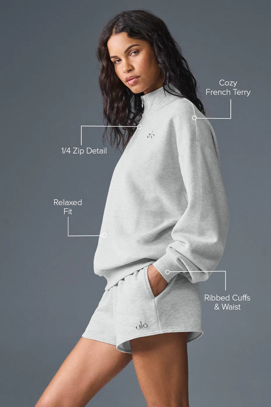 Accolade 1/4 Zip Pullover - Athletic Heather Grey sold by Alo Yoga product image thumbnail 2