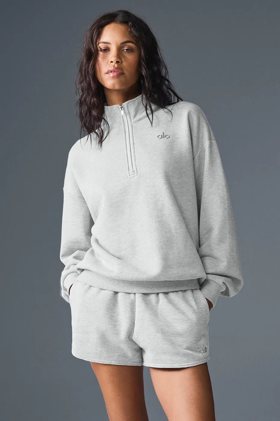 Accolade 1/4 Zip Pullover - Athletic Heather Grey sold by Alo Yoga