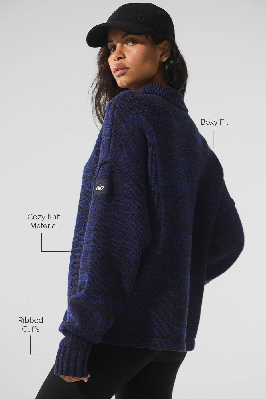 Heritage Full Zip Sweater - Navy Multi sold by Alo Yoga product image thumbnail 2