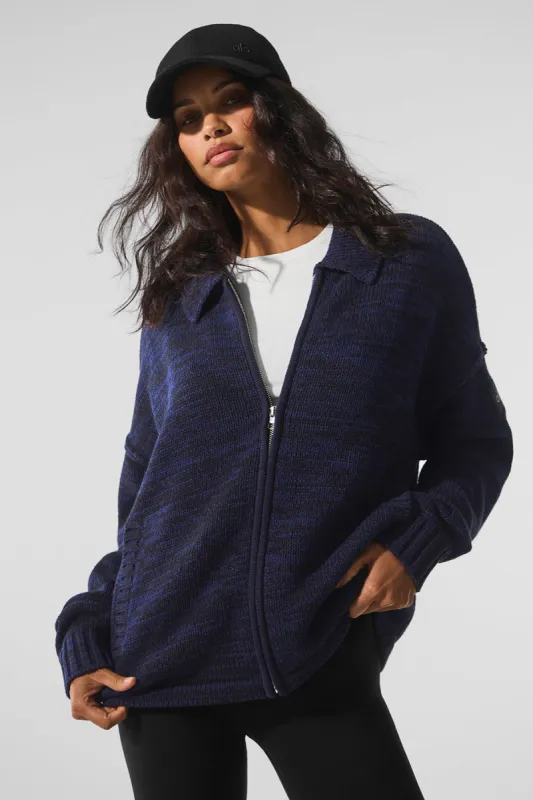 Heritage Full Zip Sweater - Navy Multi sold by Alo Yoga