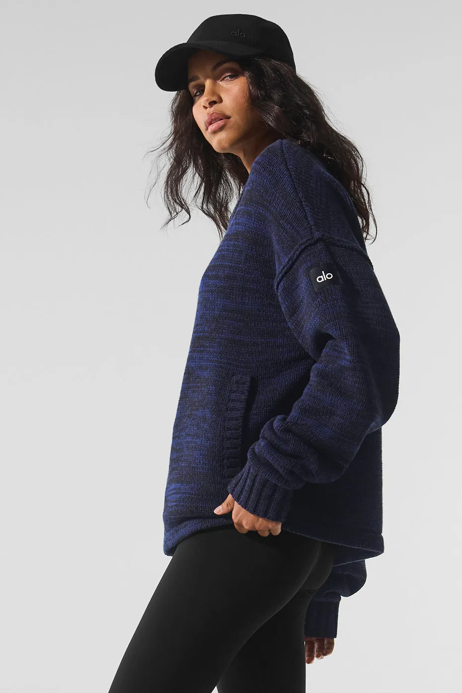 Heritage Full Zip Sweater - Navy Multi sold by Alo Yoga product image thumbnail 4