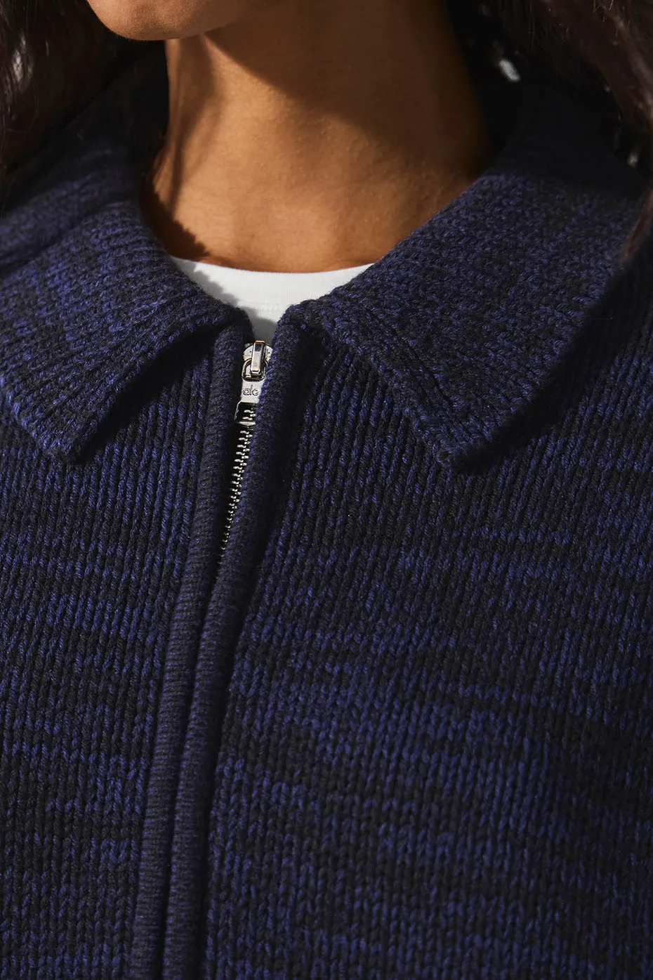 Heritage Full Zip Sweater - Navy Multi sold by Alo Yoga product image thumbnail 3
