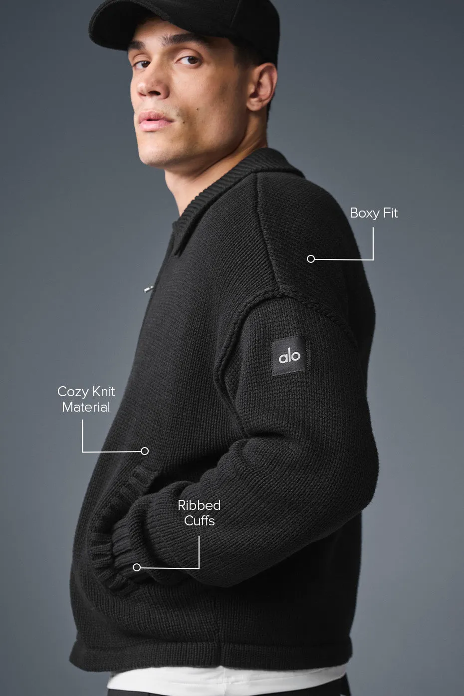 Heritage Full Zip Sweater - Black sold by Alo Yoga product image thumbnail 2