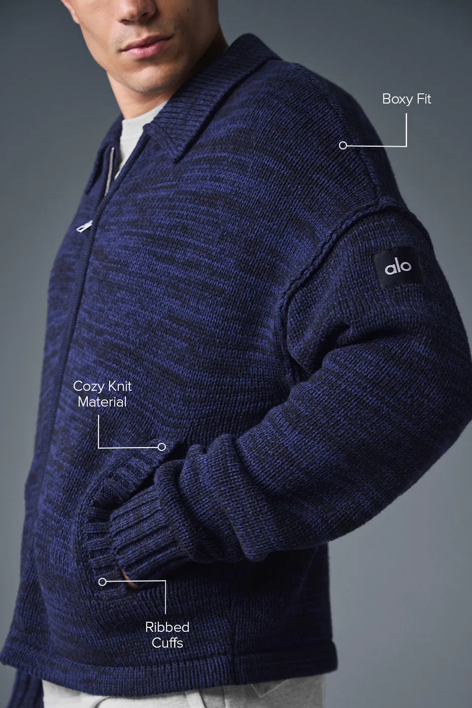 Heritage Full Zip Sweater - Navy Multi sold by Alo Yoga product image thumbnail 2