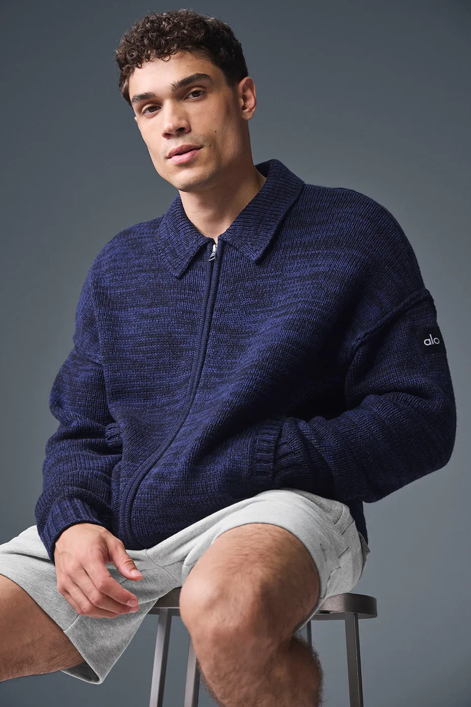 Heritage Full Zip Sweater - Navy Multi sold by Alo Yoga product image thumbnail 5