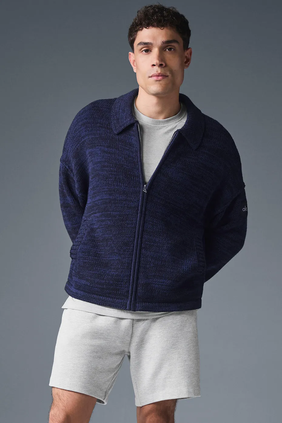 Heritage Full Zip Sweater - Navy Multi sold by Alo Yoga