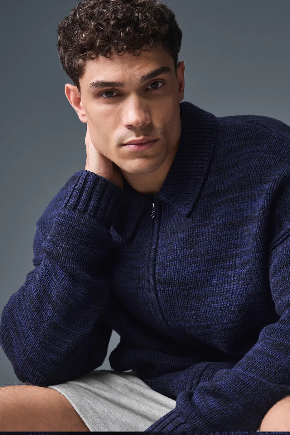 Heritage Full Zip Sweater - Navy Multi sold by Alo Yoga product image thumbnail 4