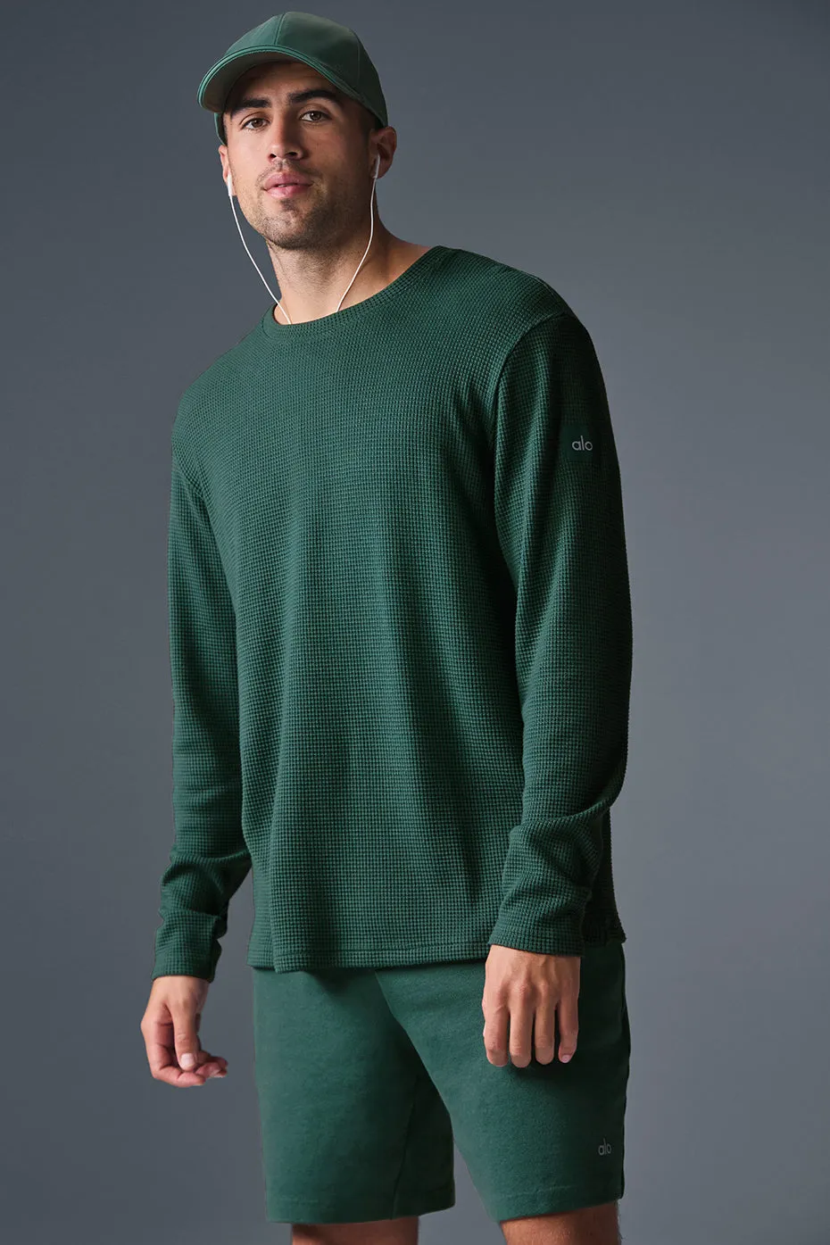 Elevate Waffle Long Sleeve Crew - Winter Ivy sold by Alo Yoga
