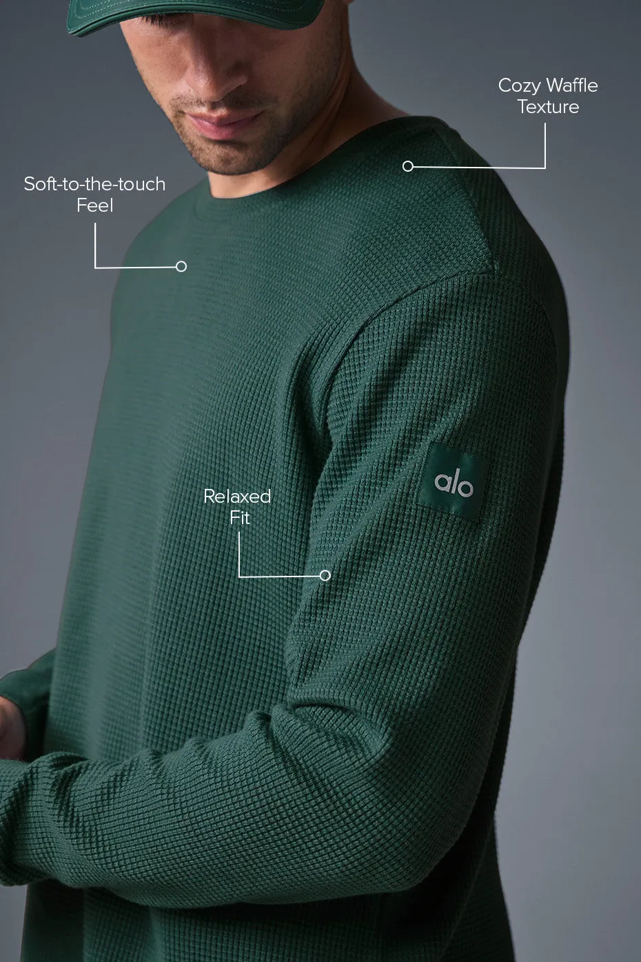 Elevate Waffle Long Sleeve Crew - Winter Ivy sold by Alo Yoga product image thumbnail 2