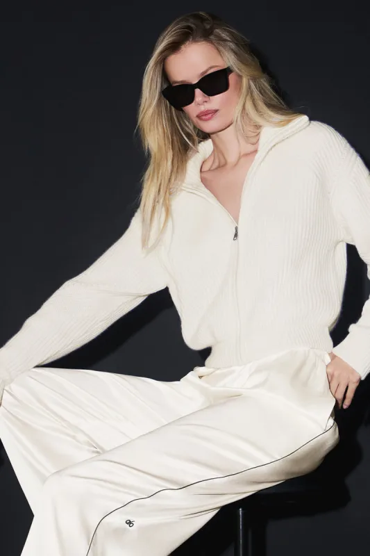 Courchevel Cashmere Full Zip Jacket - Ivory sold by Alo Yoga