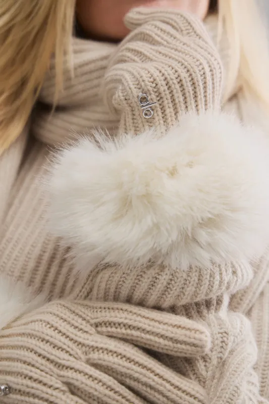 Courchevel Cashmere Gloves - Birch Heather/Ivory sold by Alo Yoga