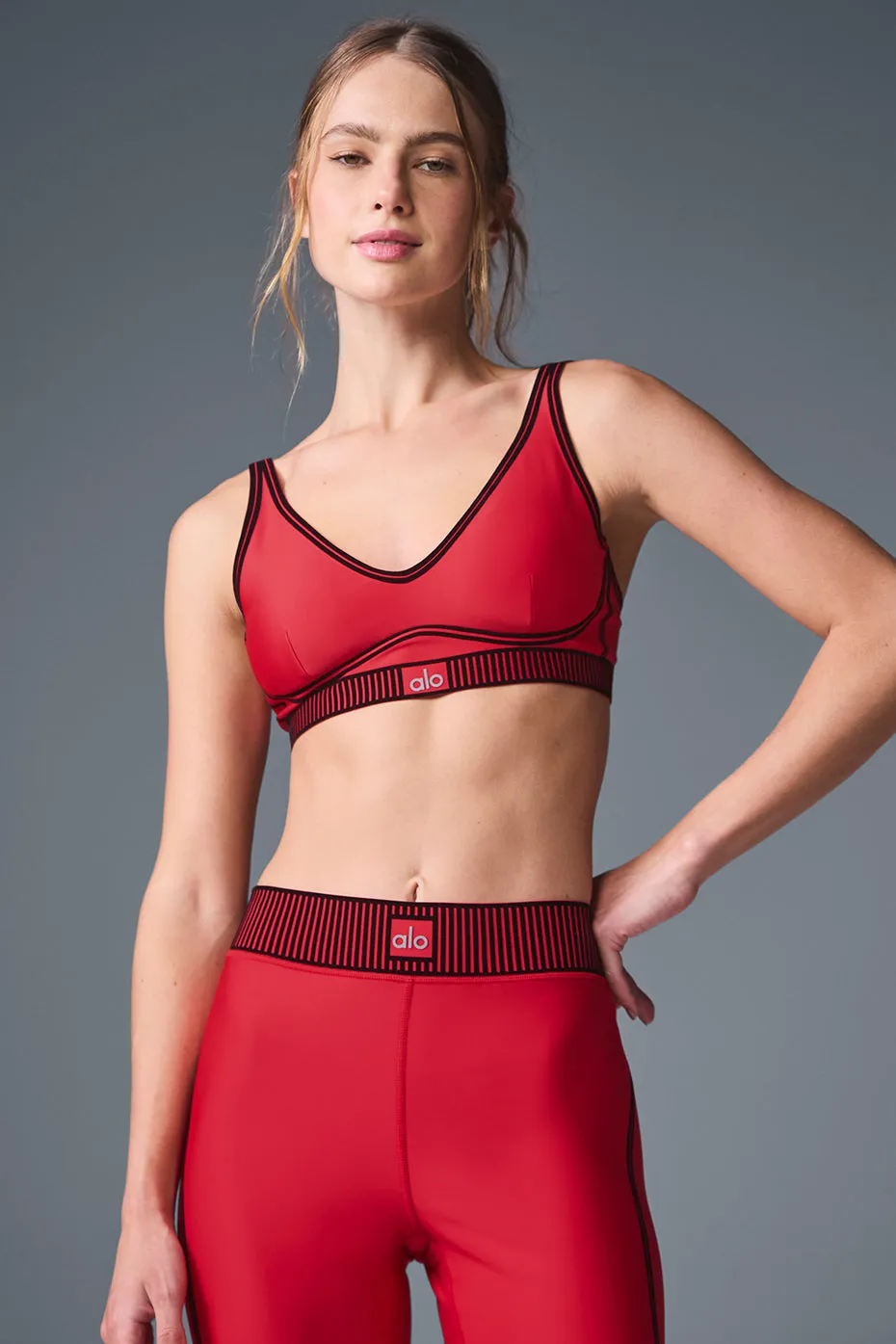 Airlift Line Up Bra - Bold Red sold by Alo Yoga