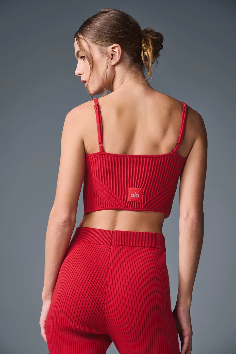 Denim Knit Garter Tank - Bold Red/Dark Bold Red sold by Alo Yoga product image thumbnail 3